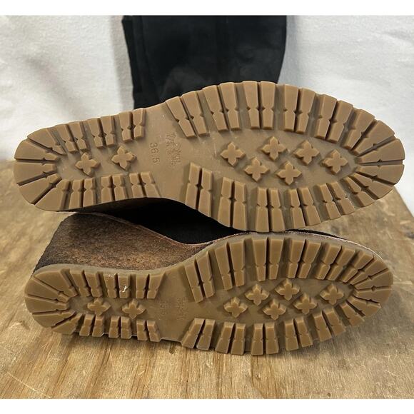 Coach Keely Knee Boots Suede Leather Shearling Lined Wedge Heel Womens 6.5 Black - Picture 13 of 16